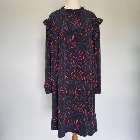 Leona Edmiston Multicolour Floral Long Sleeve Smock Dress Size 16 - Picture 2 of 10